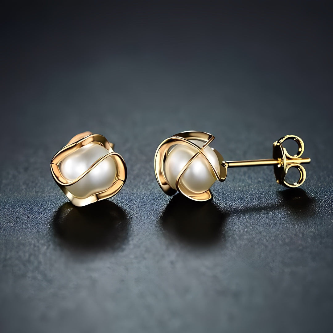 Gold Pearl Earrings